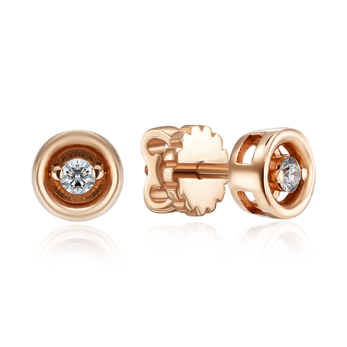 Золотые пуссеты с бриллиантами. Артикул 53765/01/0/8002