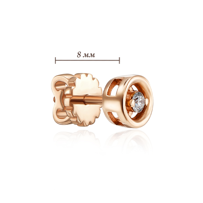 Золотые пуссеты с бриллиантами. Артикул 53765/01/0/8002