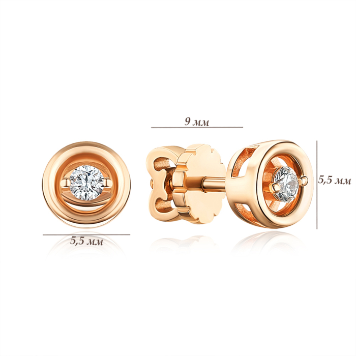 Золоті сережки-пусети з діамантом 53765/01/0/8563