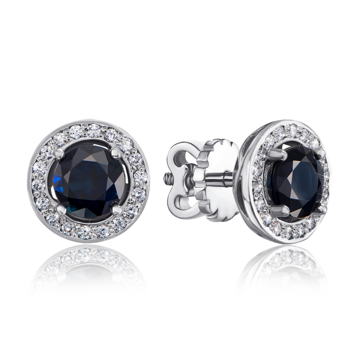 Золоті пусети з сапфірами і діамантами 53776/02/1/8096