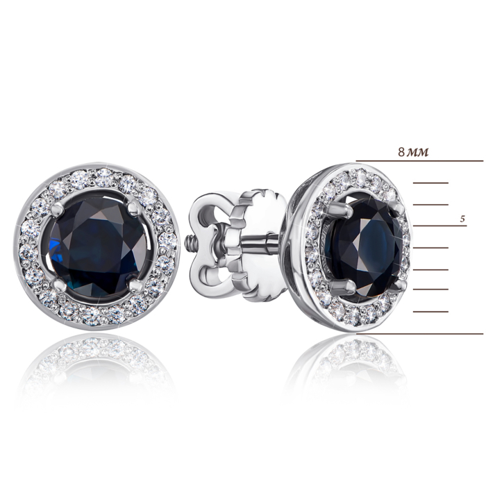 Золотые серьги с бриллиантами и сапфирами 53776/02/1/8096