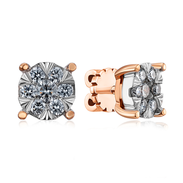 Золотые пуссеты с бриллиантами. Артикул 53784/3