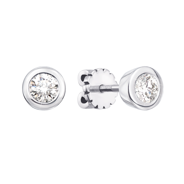 Золотые пуссеты с бриллиантом. Артикул 53790/02/1/8042