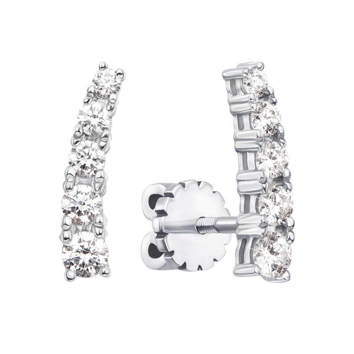 Золотые серьги-каффы с бриллиантами. Артикул 53804/02/1/8336