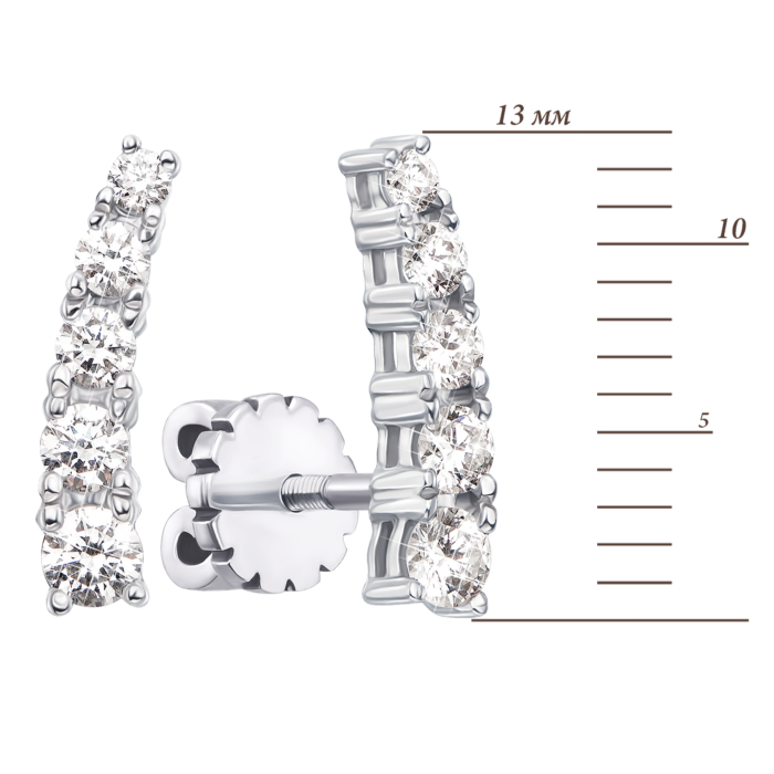 Золотые серьги-каффы с бриллиантами. Артикул 53804/02/1/8336