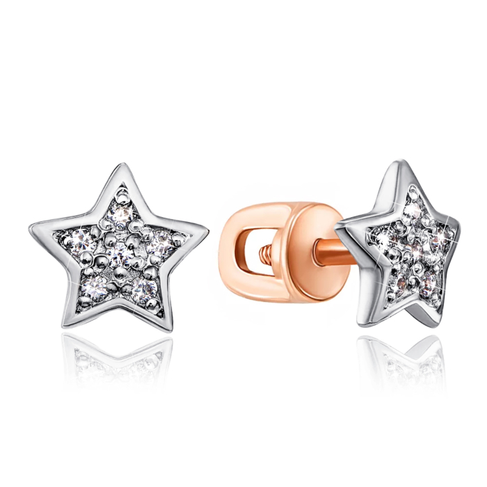 Золотые пуссети з бриллиантами. Артикул 53807/01/1/8032