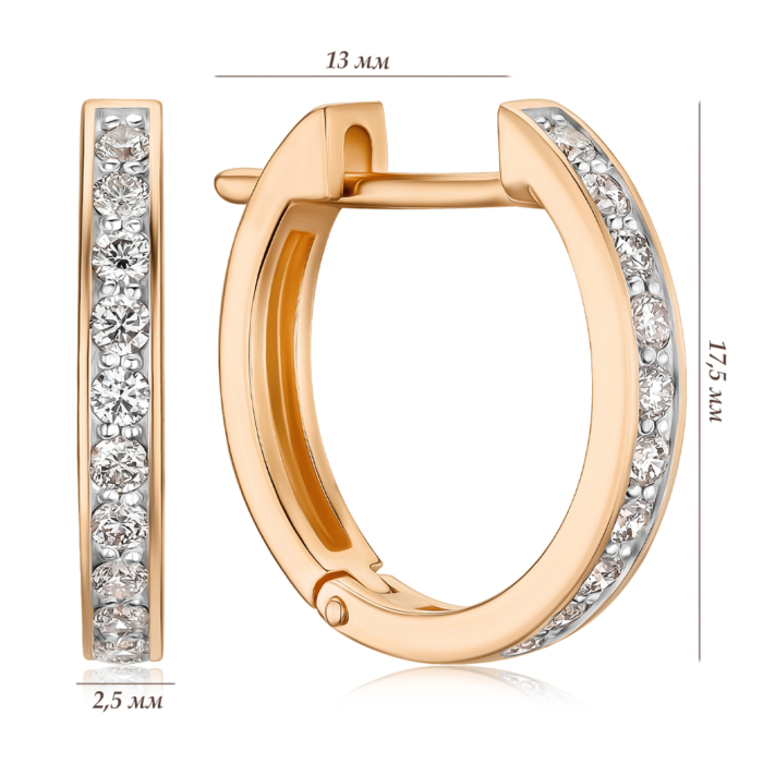 Золоті сережки-конго з діамантами 53851/01/1/9022