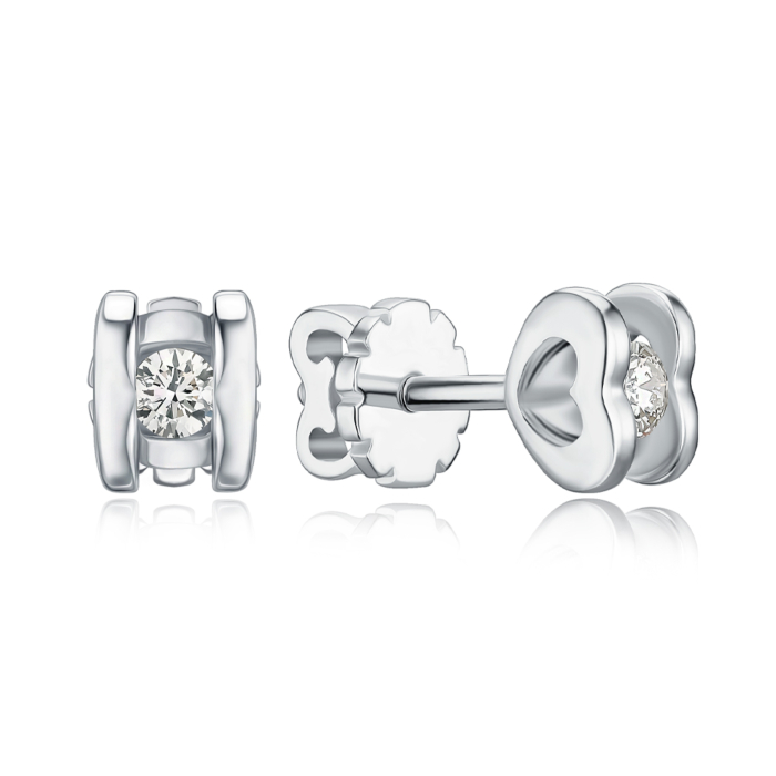 Золотые серьги с бриллиантом 53875/02/1/8556