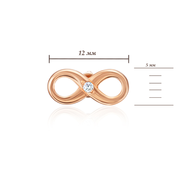 Золотые серьги Бесконечность с бриллиантом. Артикул 53876/01/0/8566