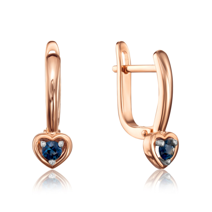 Золотые серьги «Сердце» с сапфирами. Артикул 53879/01/1/8053