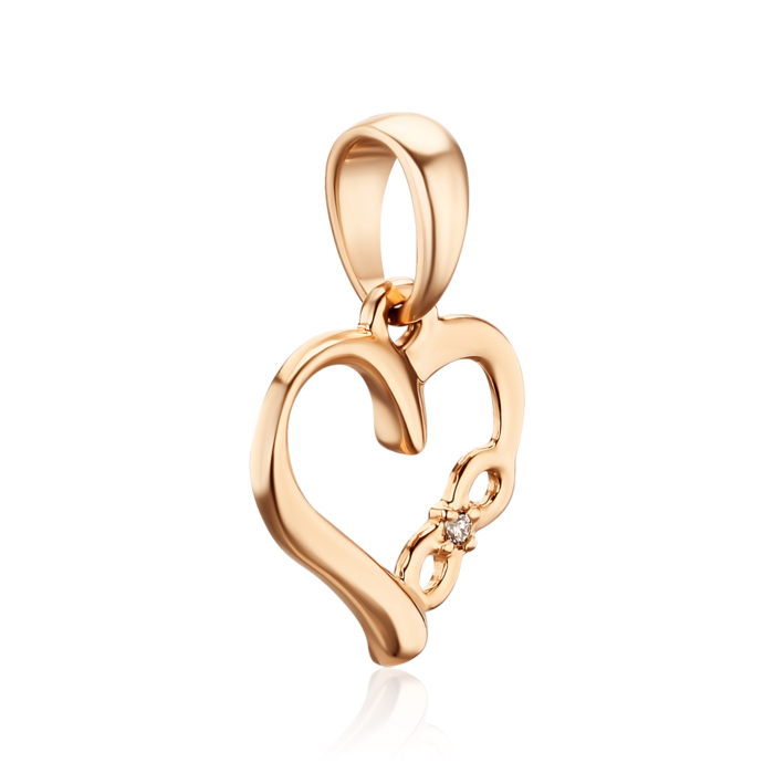 Підвіска-серце з червоного золота з діамантом 53920/01/0/9023