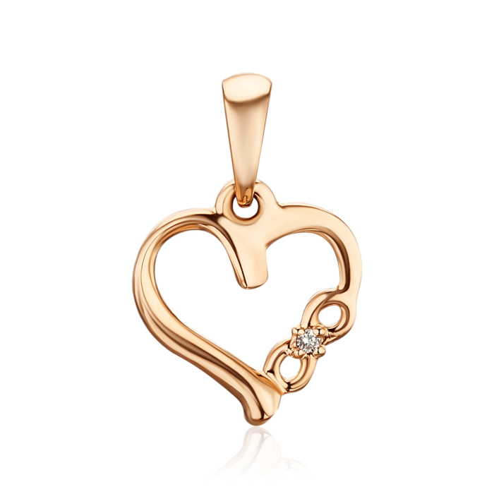 Підвіска-серце з червоного золота з діамантом 53920/01/0/9023