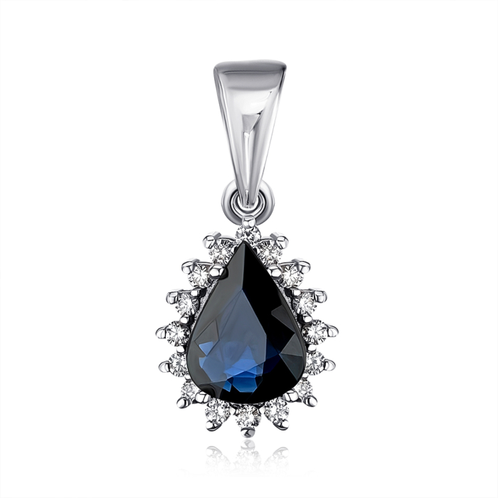 Золотая подвеска с сапфиром и бриллиантами 53945/02/1/10982