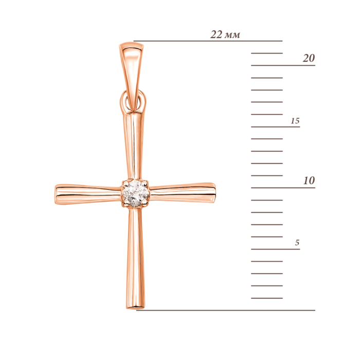 Золотий хрестик з діамантом. Артикул 53967/2