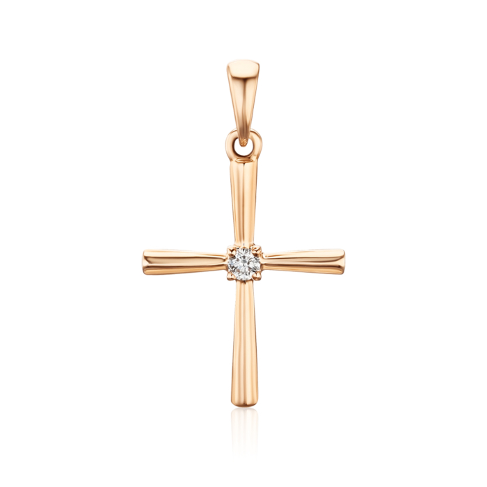 Хрест з червоного золота з діамантом 53967/01/0/8581