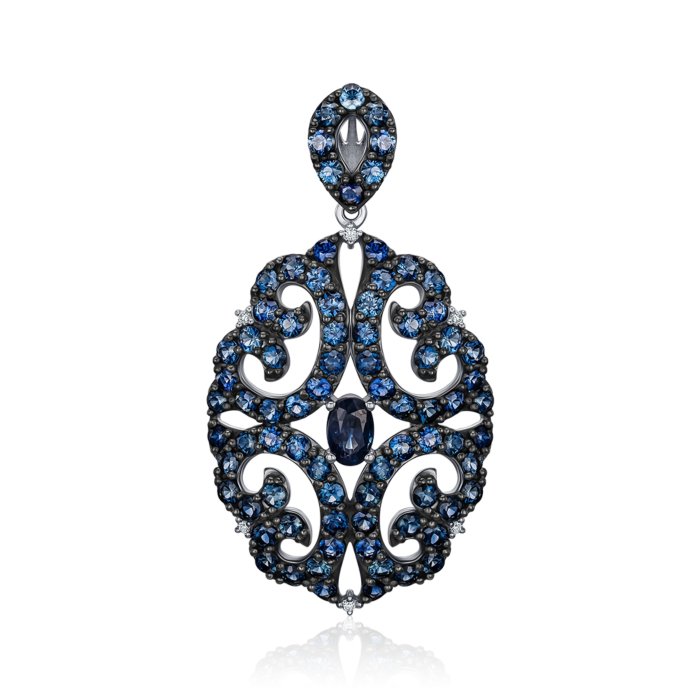 Підвіска з білого золота з сапфірами та діамантами 53978/02/1/8018