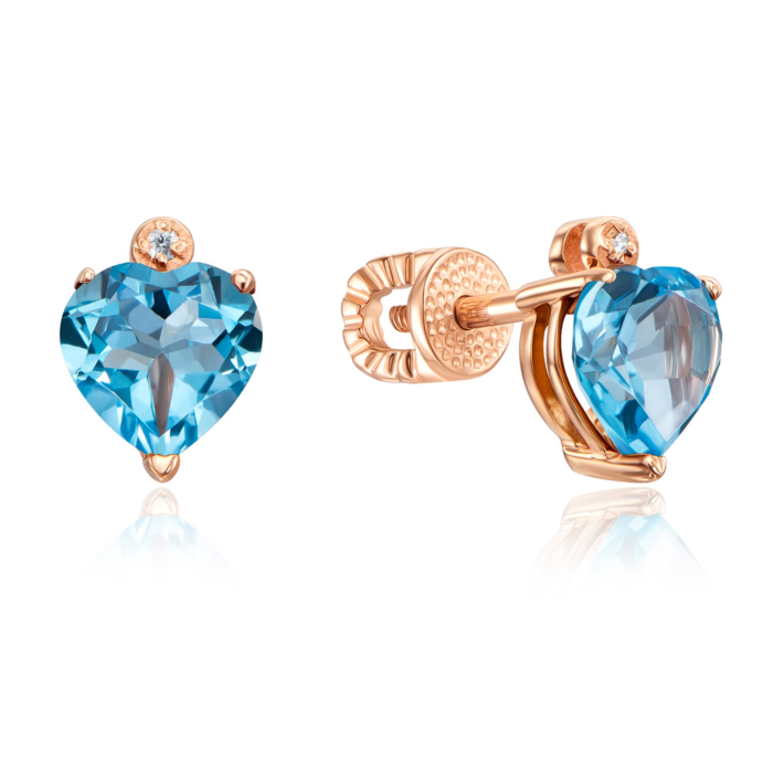 Золоті пусети з топазом swiss і фіанітом. Артикул 540005/01/0/5502