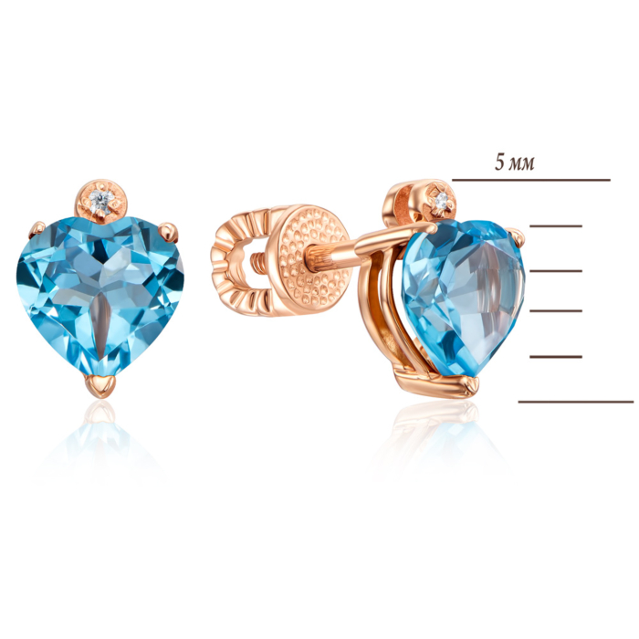 Золоті пусети з топазом swiss і фіанітом. Артикул 540005/01/0/5502