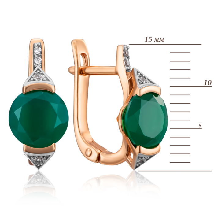 Золоті сережки з агатом і фіанітами. Артикул 540016/01/1/5479 (540016/агат)