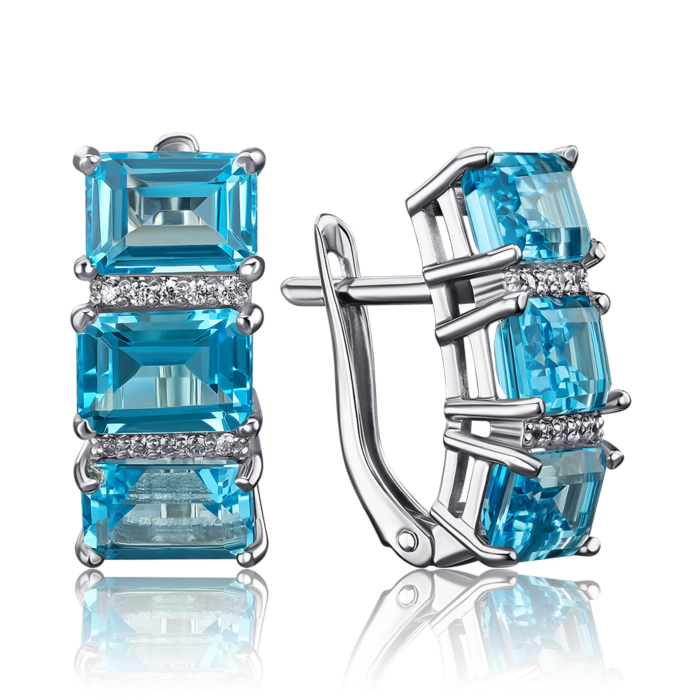 Золоті сережки з топазами та фіанітами 540048/02/1/7949