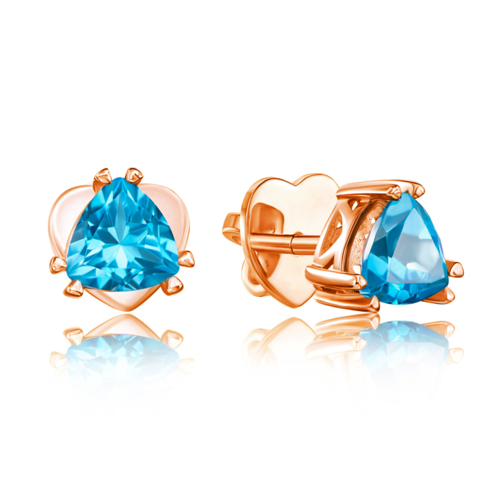 Золоті пусети-джекети з топазом swiss. Артикул 540057/01/0/6018