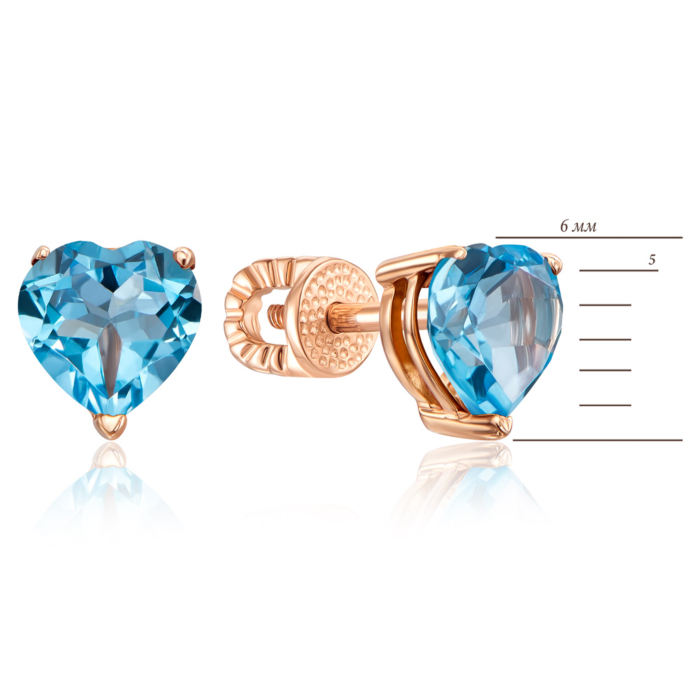 Золоті пусети «Серце» з топазом. Артикул 540069/01/0/6285