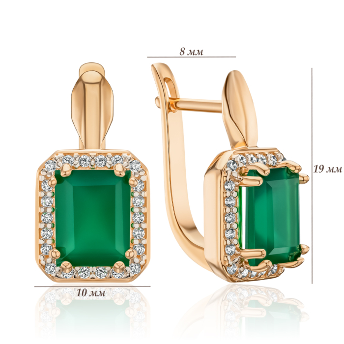 Золоті сережки з агатом та фіанітами 540080/01/1/6286