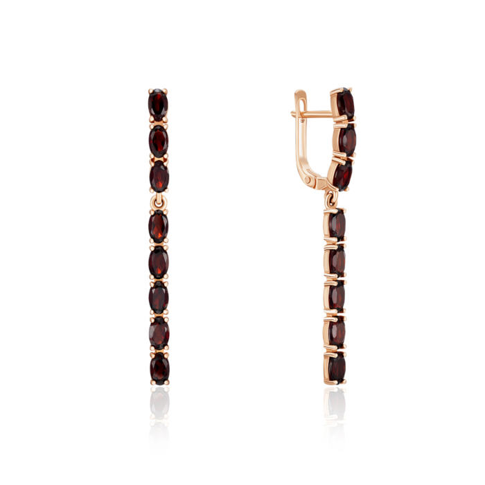 Золотые серьги с гранатом. Артикул 540083/01/0/5900