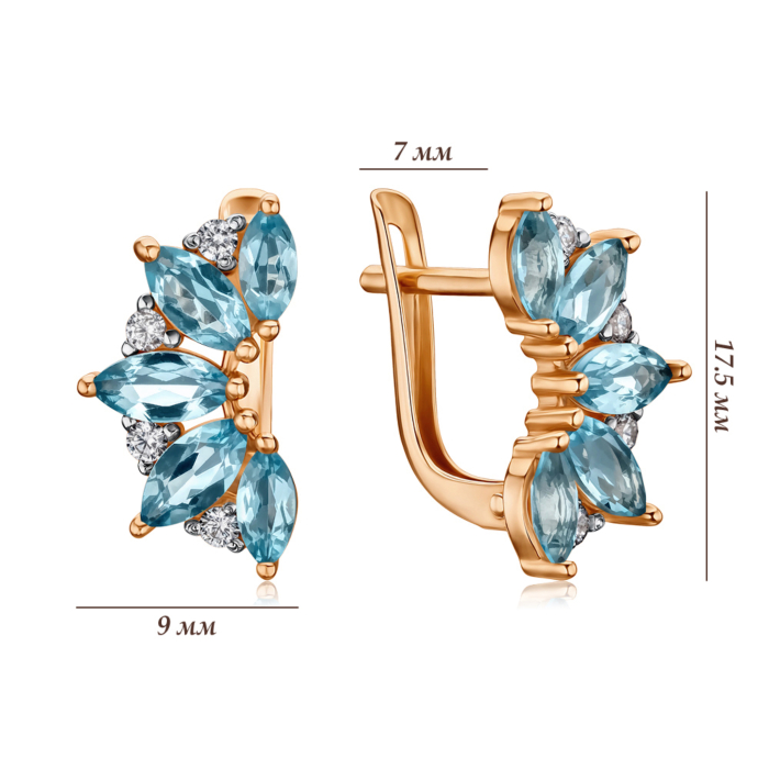 Золоті сережки з топазами та фіанітами 540107/01/1/7317