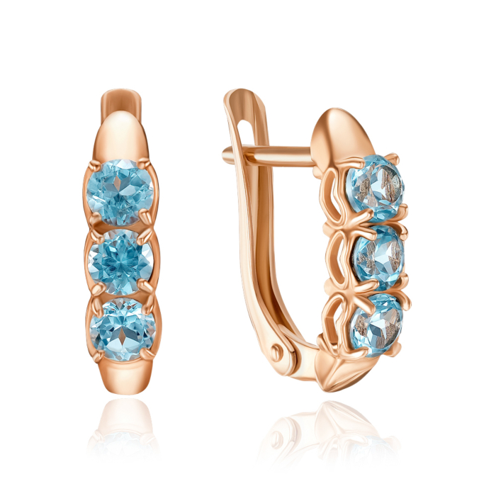 Золотые серьги с топазом. Артикул 540189/01/0/7072