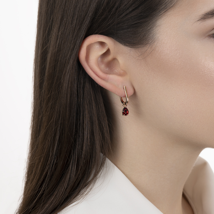 Золотые серьги с гранатом. Артикул 540193/01/0/6495