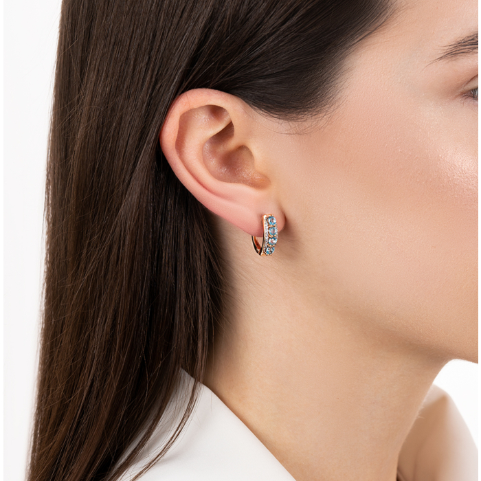 Золотые серьги с топазом и фианитами. Артикул 540201/01/1/5302