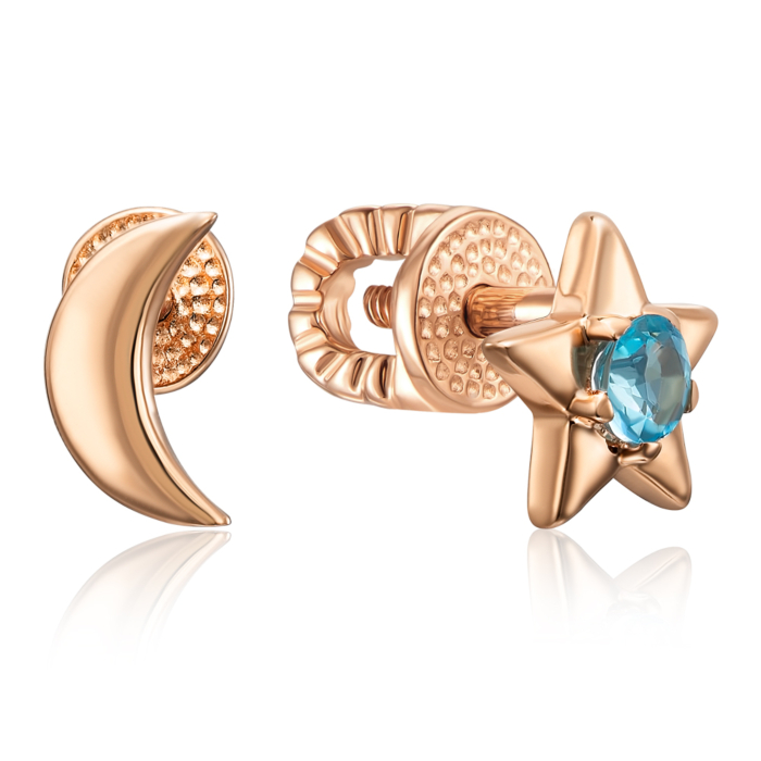 Золоті сережки-пусети з топазом. Артикул 540216/01/0/7299