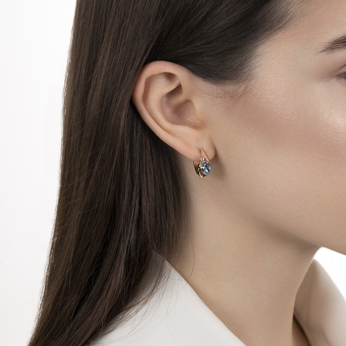 Золотые серьги с топазом. Артикул 540227/01/0/7345