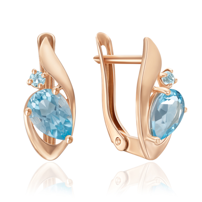 Золотые серьги с топазом. Артикул 540227/01/0/7345