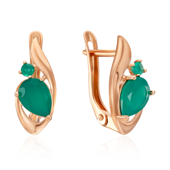 Золотые серьги с агатом. Артикул 540227/01/0/7768