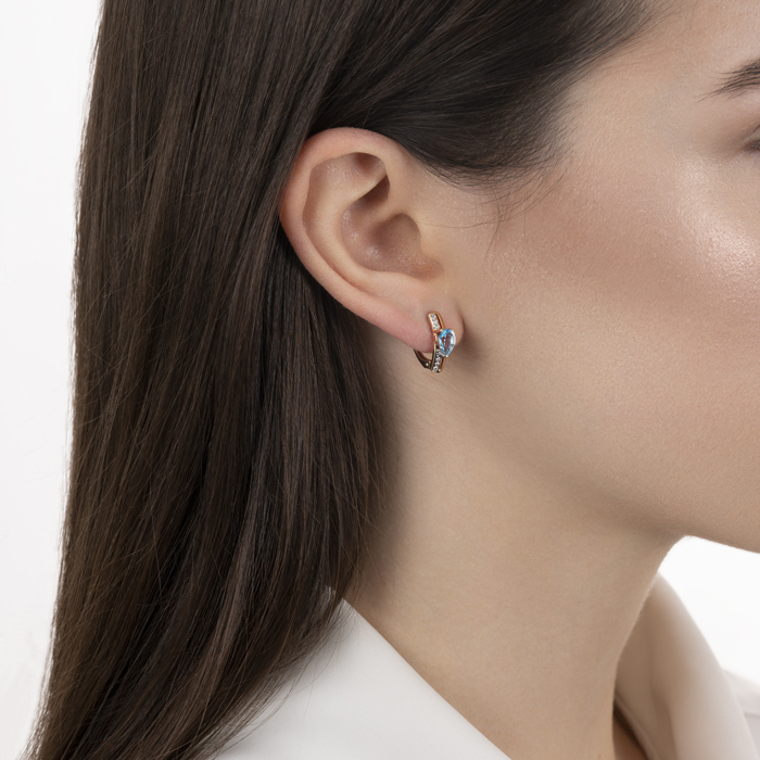 Золоті сережки з топазом та фіанітами. Артикул 540234/01/1/6591