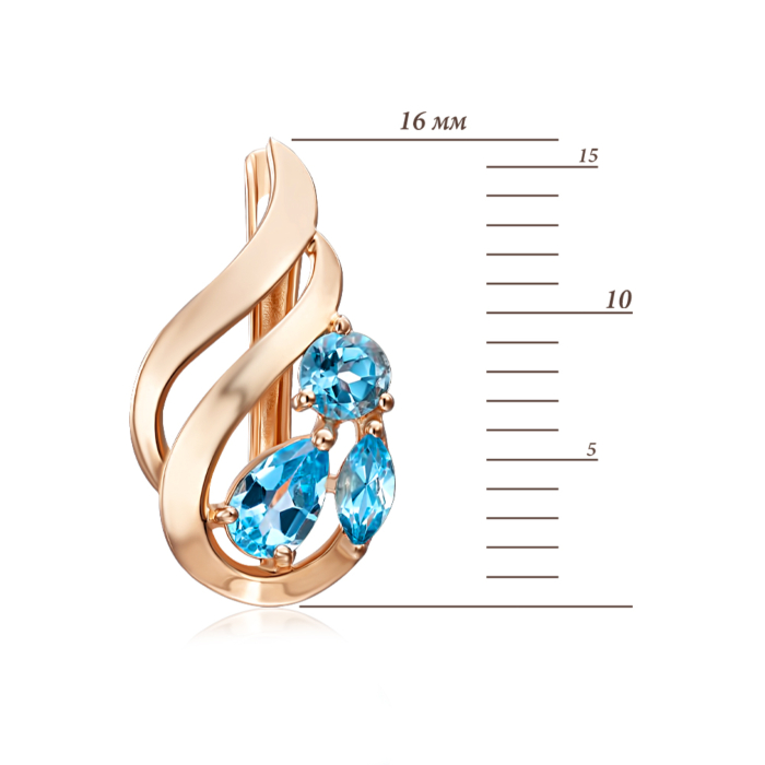 Золоті сережки з топазом. Артикул 540235/01/0/7349