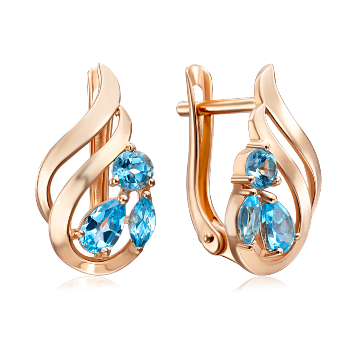 Золоті сережки з топазом. Артикул 540235/01/0/7349