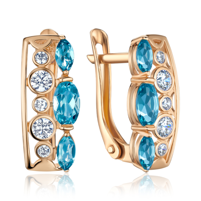 Золоті сережки з топазами та фіанітами 540236/01/0/7718