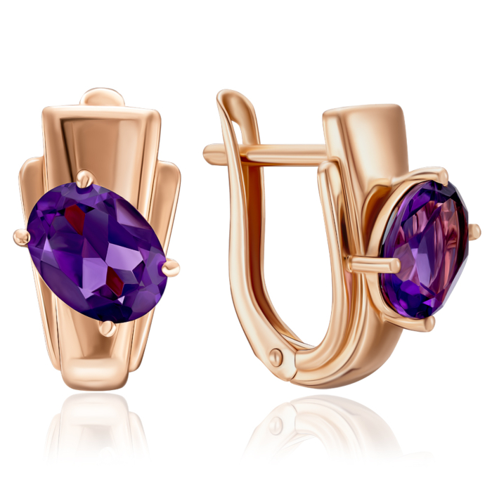 Золотые серьги с аметистом. Артикул 540237/01/0/5037