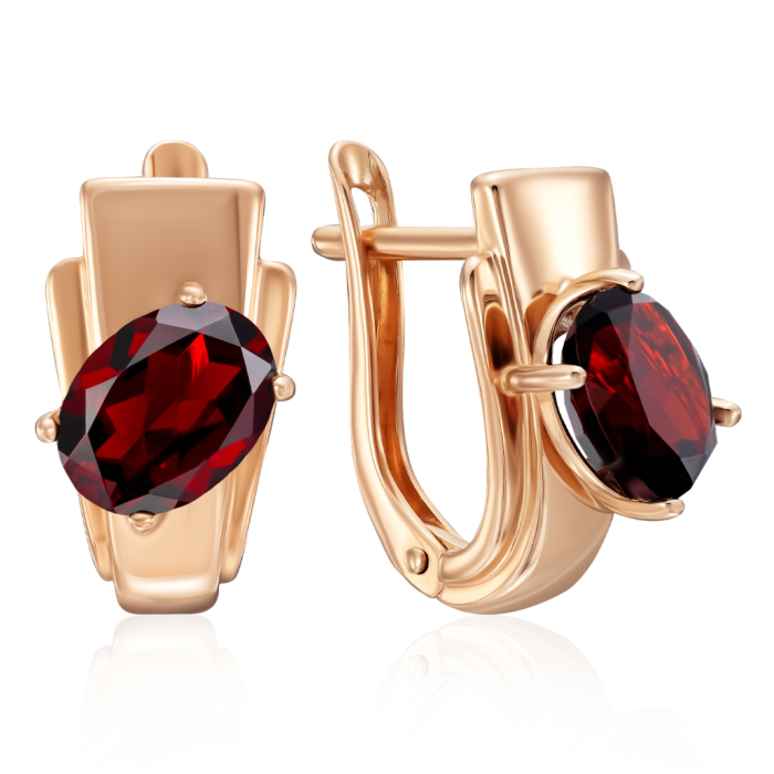 Золоті сережки з гранатом. Артикул 540237/01/0/5069