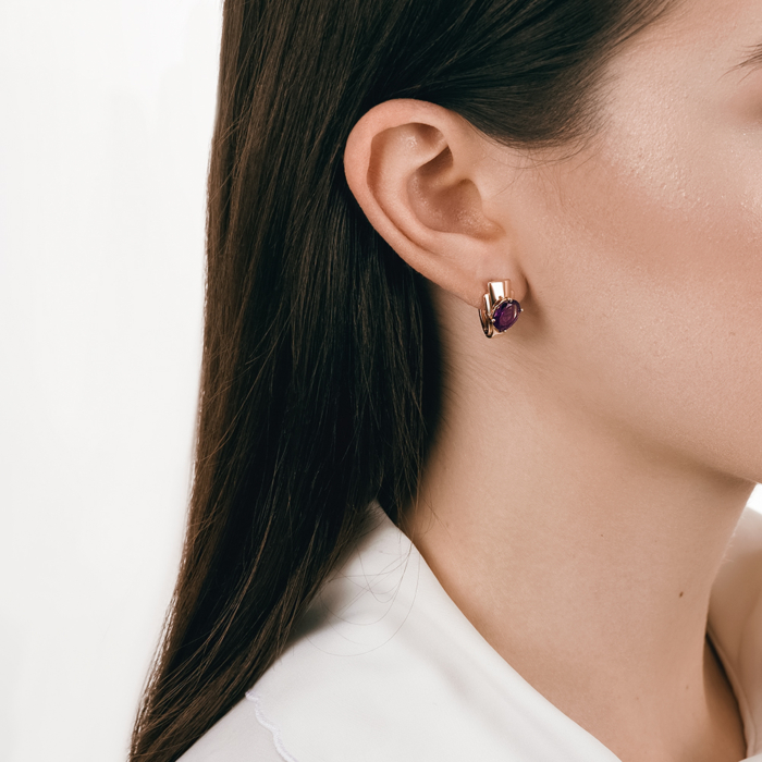 Золотые серьги с аметистом. Артикул 540237/01/0/5037