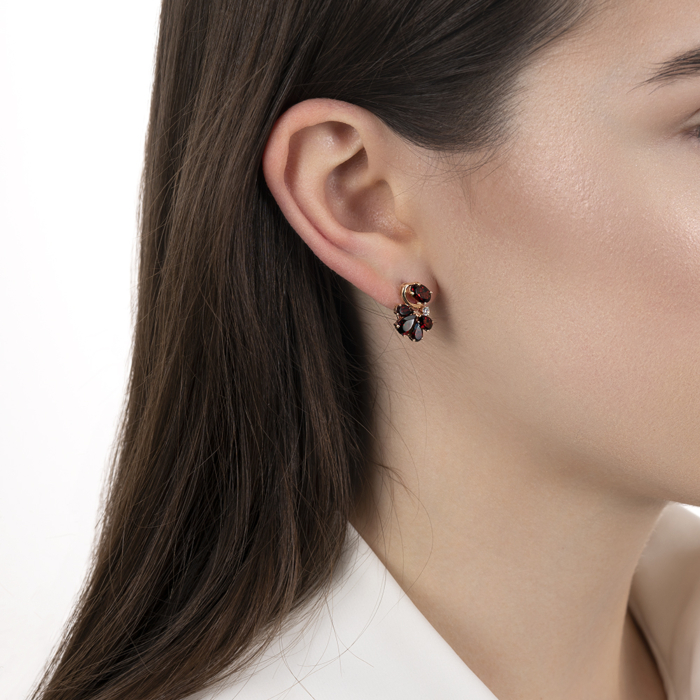 Золоті сережки з гранатом і фіанітом. Артикул 540251/01/1/7421