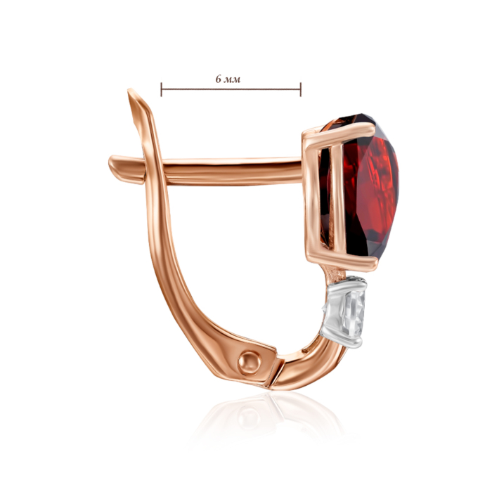 Золотые серьги с гранатом и фианитом. Артикул 540258/01/1/6620