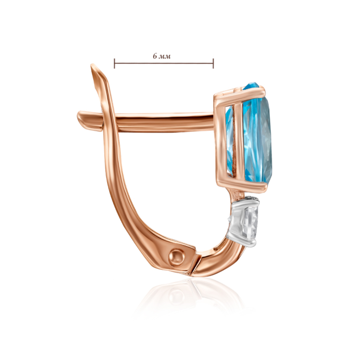 Золоті сережки з топазом Swiss та фіанітом. Артикул 540258/01/1/6621