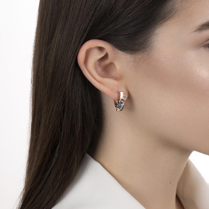 Золотые серьги с топазом и фианитом. Артикул 540266/01/0/7689
