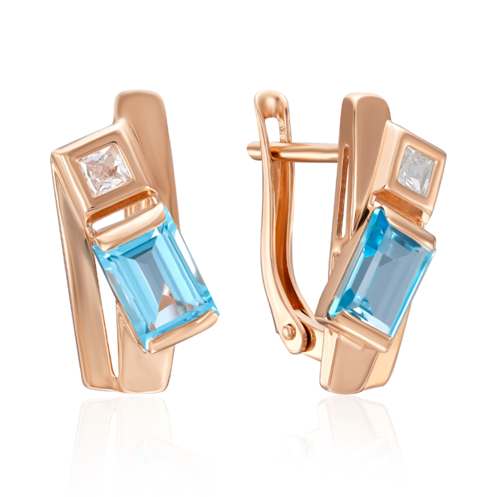 Золотые серьги с топазом и фианитом. Артикул 540266/01/0/7689