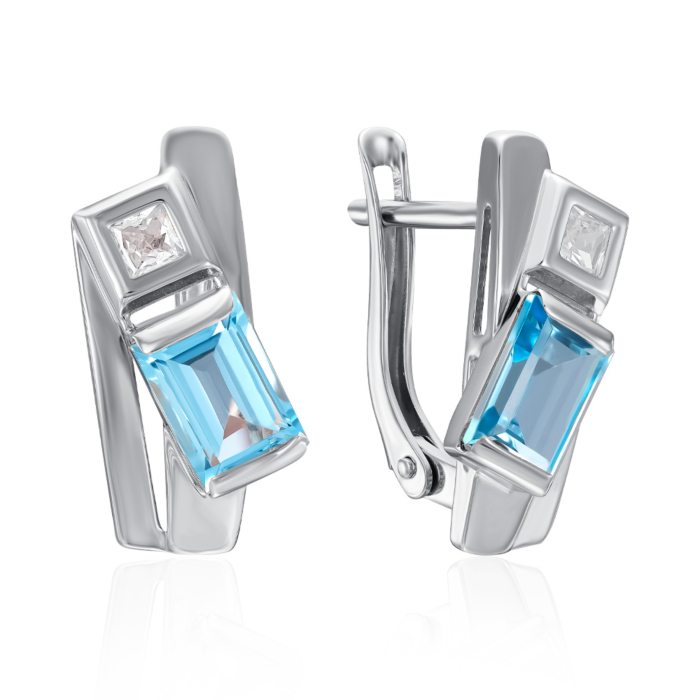 Золотые серьги с топазом и фианитами. Артикул 540266/02/1/7689