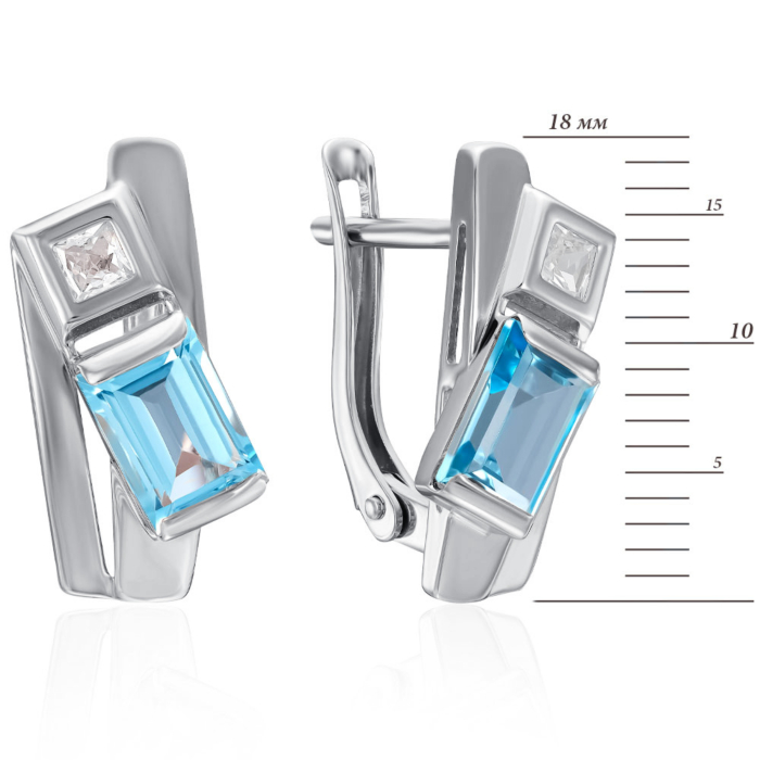 Золотые серьги с топазом и фианитами. Артикул 540266/02/1/7689